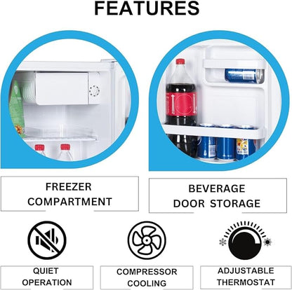 Koolatron 1.6 Cu.Ft Mini Fridge with Freezer Reversible Single Door Compact Refrigerator Adjustable Thermostat Energy Saving Mini Fridge for Bedroom Office Dorm Neveras Pequeñpara (White)