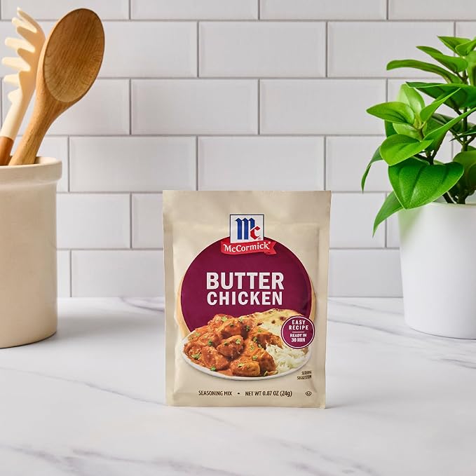 McCormick Seasoning Mix, Butter Chicken, For Aromatic Indian Butter Chicken That’s Ready in 30 Minutes, 0.87 oz (Pack of 12)