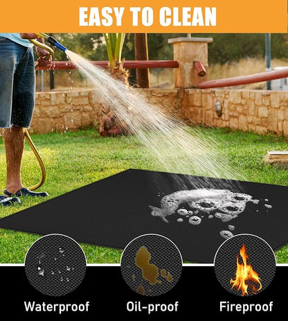 Grill Matt for Outdoor Grill Deck Protector Compatible with Blackstone Griddle Mat to Protect Deck and Patio, Fireproof Accessories Compatible with Blackstone Griddle, 48x36x0.04in, Black