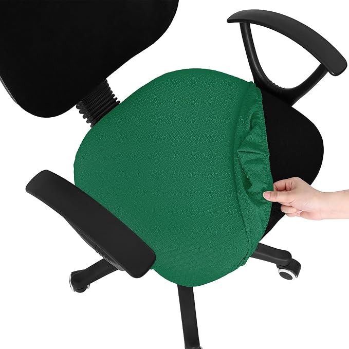 Smiry Office Computer Chair Seat Covers for Desk, Anti-dust Protector | Stretch Jacquard Removable Washable Desk Chair Seat Cushion Protectors, Chritsmas Green