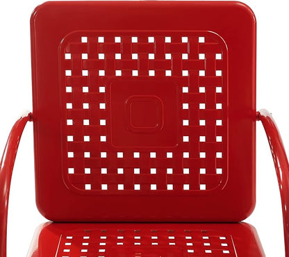Crosley Furniture Bates 2-Piece Outdoor Chair Set, Retro Metal Patio Chairs for Dining, Porch, Deck, Balcony, Bright Red Gloss