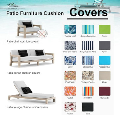 NettyPro Outdoor Patio Bench Swing Loveseat Cushion Cover, Water Resistant UV Protection Outside Furniture Cushion Slipcovers with Zipper, 42 x 18 x 3 Inch