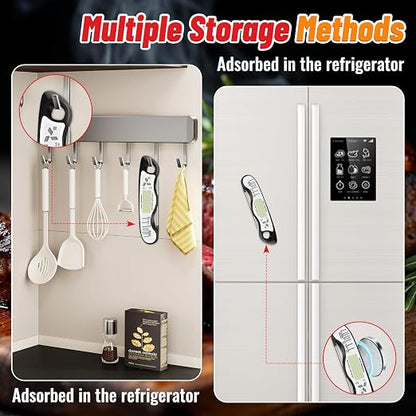 Meat Thermometer Digital, IP67 Waterproof Food Thermometer for Cooking | Backlight, Hold Function, Magnet, IP67 Waterproof, LED screen, for Kitchen, Grill, BBQ, Beef, Candy, Turkey