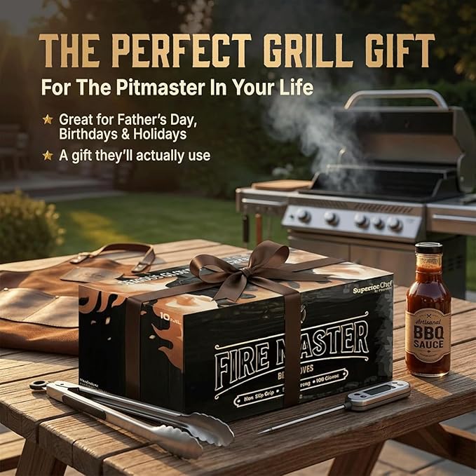 PepperMate BBQ Disposable Gloves with Cotton Liners – 10 Mil Heat Resistant Nitrile Gloves for Grilling, Smoking & Meat Handling – Non-Slip, Heavy Duty, Food Safe (100 Count + 4 Liners) X-Large