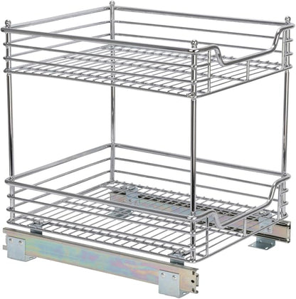 Household Essentials Chromed Steel 2-Tier Artisan Pull-Out Organizer
