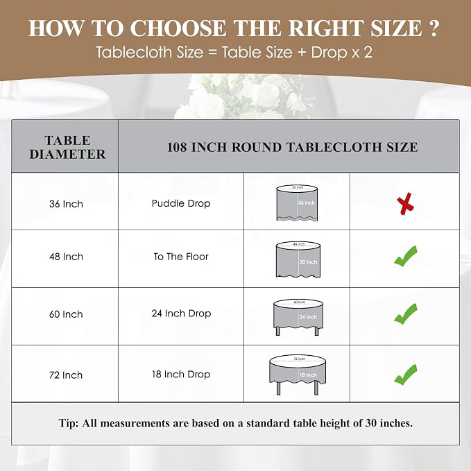 2 Pack White Round Tablecloths 108 Inch for Dining Tables | Washable Decorative Linen Polyester Table Cover for Banquets Buffets Parties and Weddings