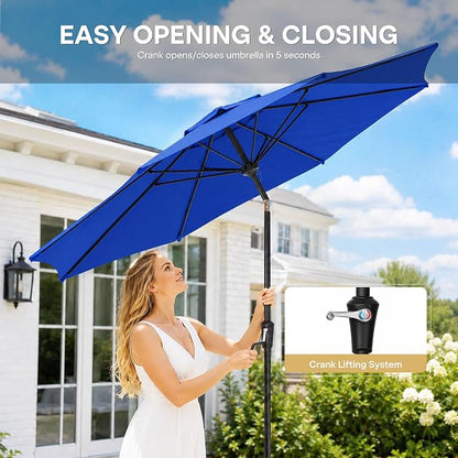Sannwsg Outdoor Patio Umbrella,Table Umbrella with Push Button Crank,Market Umbrella with 8 Sturdy Ribs,Yard Umbrella