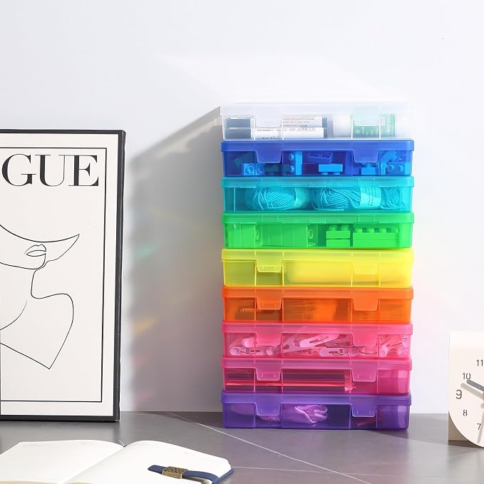 9 Pack Plastic Hobby Art Craft Organizer (Medium) | Transparent View,Stackable,Clear,Space-Saving,Durable,See Through,Plastic,Dust Protection,Colorful
