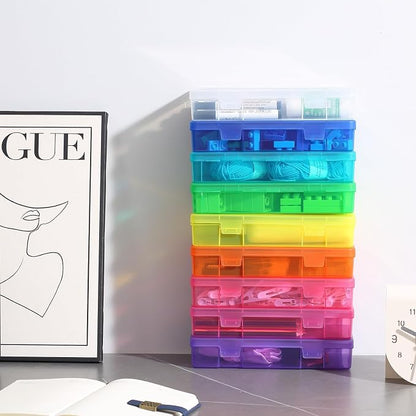 9 Pack Plastic Hobby Art Craft Organizer (Medium) | Transparent View,Stackable,Clear,Space-Saving,Durable,See Through,Plastic,Dust Protection,Colorful