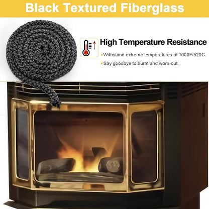 842-2350 Stove Door Gasket Rope for Quadra-Fire CB1200, 1200i Pellet Stoves and Quadrafire DV-44, DV30 Gas Stoves Parts, 7/8" x 7FT High Temperature Graphite Impregnated Fiberglass Seal Rope.