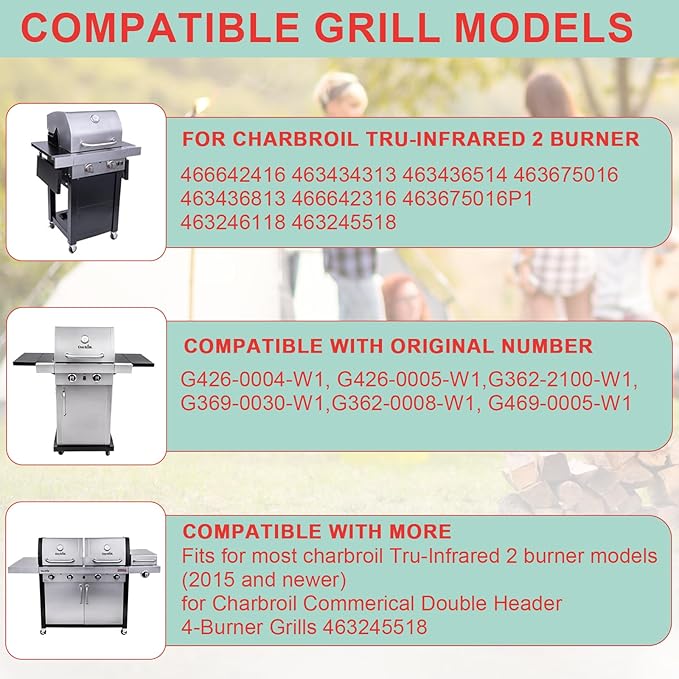 463642316 Emitter Plates & Cooking Grates for Charbroil TRU-Infrared 466642416 463632320 463644220 463675016 463675016P1,Infrared Grill Replacement for Charbroil G369-0030-W1 G362-2100-W1,17 Inch