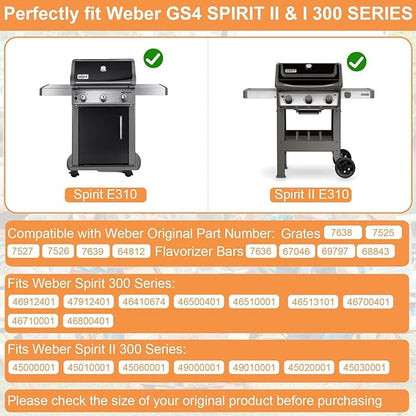 GS4 Spirit II Grill Parts for Weber Spirit II/I 300 SER E310 E320 GS4 Spirit 2 Grill Replacement Parts Accessories for Weber 7636 69797 67046 3400302 Flavorizer Bars&7638 7856 7860 Webber Grill Grates