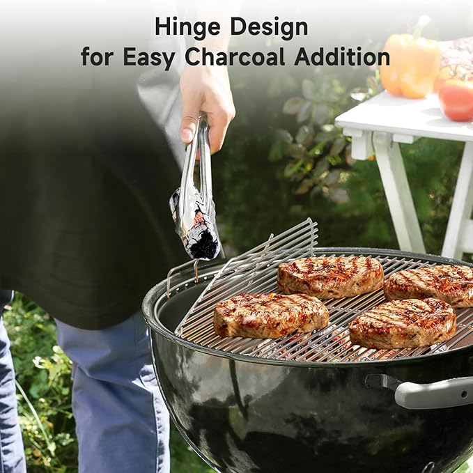 SHINESTAR Hinged Grill Grate, Fits for Weber 22" Charcoal Grills, 21.5" BBQ Cooking Grate Compatible with Original Kettle, Master Touch, Performer, and Jumbo Joe Premium