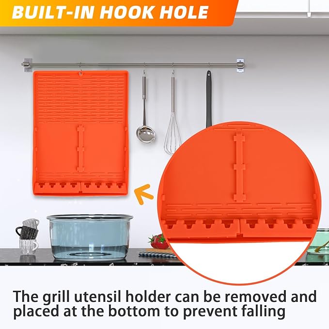Silicone Griddle Mat Barbeque,Grill Accessories Tools for Blackstone,Blackstone Griddle Accessories,Grill Side Shelf Mat,Spatula Mat for Griddle for Kitchen,Cooking,Countertop（Orange）