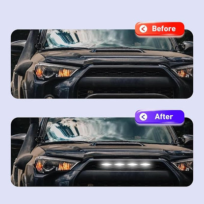 4 PCS Grill LED Lights, Front Grille Lamps with Harness and Fuse, Compatible with 2014-2022 4Runner TRD Pro Grille (White)