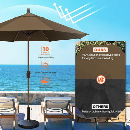 Eurmax USA 10-Year-Non-Fading 10FT Outdoor Patio Market Umbrella,UPF50+ UV Resistant Sun Shade,Heavy Duty Commercial Grade,Crank Lift Design,Windproof Vented Top for Garden,Pool,Deck,Chestnut