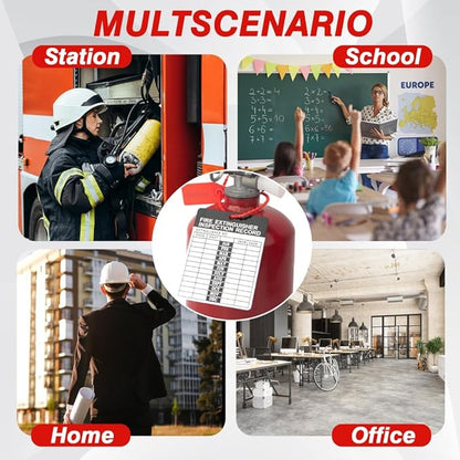 50 Sets 2026–2029 Fire Extinguisher Tags Aluminum Metal Inspection Record Tags 2.2 x 3 Inch with Hole Puncher & Numbered Security Zip Ties for Monthly Fire Extinguisher Inspection Indoor Outdoor