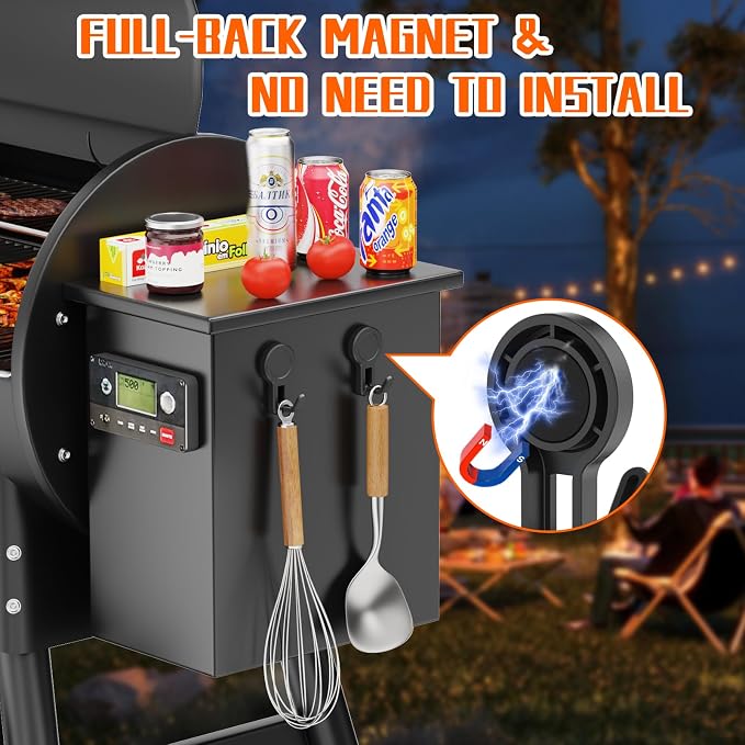 4 Pack Magnetic Grill Hooks, Strong Magnetic Hook for Grill, Rust Proof & Heavy Duty Outdoor Magnetic Hooks, Grills Magnetic Hooks for Barbecue Tool, Outdoor Hanging, Refrigerator, Grill, Kitchen