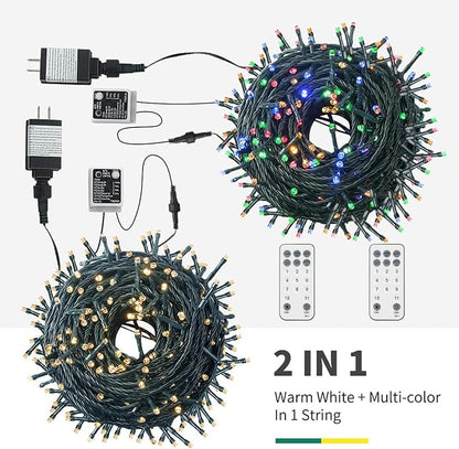 MZD8391 105FT 300LED Color Changing Christmas Light, Christmas Tree Lights | Warm White & Multicolor, Waterproof, UL listed, 11 Light Mode, Remote & Timer, Memory, End To End Connect