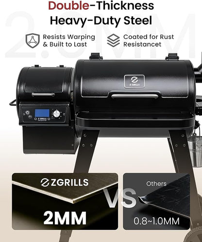 Z GRILLS 2026 Wood Pellet Grill & Smoker with PID V3.0 Controller, 459 Sq in Cook Area, Meat Probe, Foldable Shelf&Side Shelf, 8 in 1 BBQ Grill Outdoor Auto Temperature Control, Black, 450A