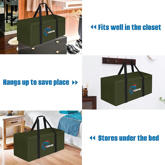 SIRUITON Cushion Storage Bag 600D Oxford,Waterproof,69"L x 29.5"W x 21.6"H | Heavy duty, rip proof, with handle & zipper, for patio & garden cushions, UV-resistant, all-weather protection