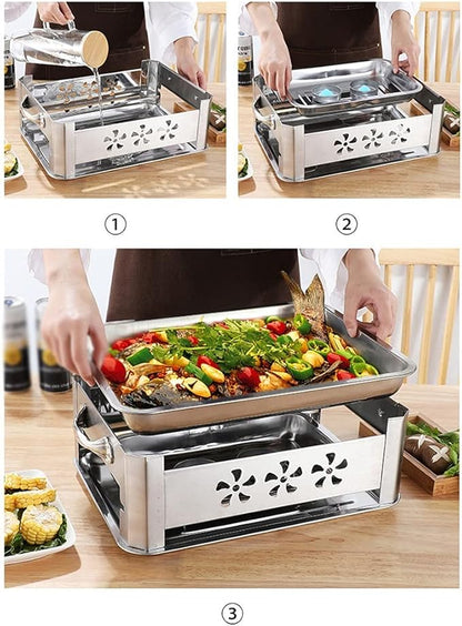Stainless Steel Grilled Fish Pan BBQ Grill Roaster Home Stove Charcoal