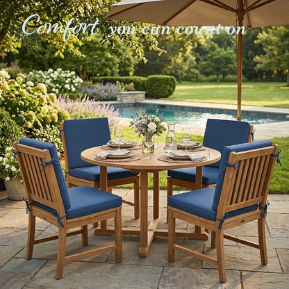 California Umbrella Outdoor Dining Chair, Set of 4 Patio Seat Cushions, 20 x 40 Inch, Premium Outdoor Memory Foam, Fade Resistant, Sunbrella Fabric, Fabric Ties, Regatta