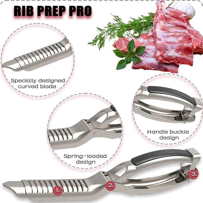 2Pcs Rib Membrane Removal Tools, Rib Prep Tool, Stainless Steel BBQ Rib Skinner with 2Pcs Tweezers Pliers and Gloves, for Easy Rib Skinner, Kitchen Gadgets for Barbecue Enthusiasts & Chefs
