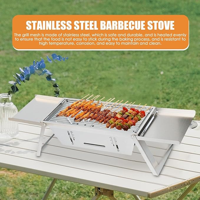 Portable Camping Charcoal Grill | Camping Grill Foldable BBQ Stove,Thickened Barbecue Thickened Barbecue For Home Use, Hiking