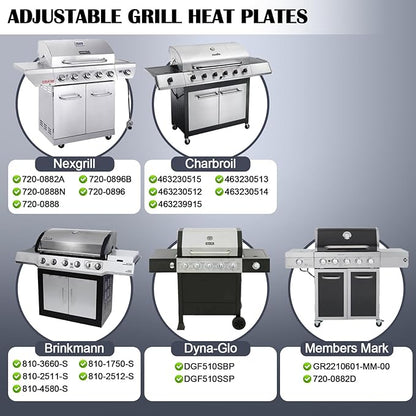 Adjustable Grill Heat Plates For Nexgrill, Dyna Glo, Charbroil, Brinkmann Grill Replacement Parts, Universal Heat Shields, Heat Tents, Burner Covers, Grill Guard, Heat Deflector, Heat Diffuser 4 Pack.