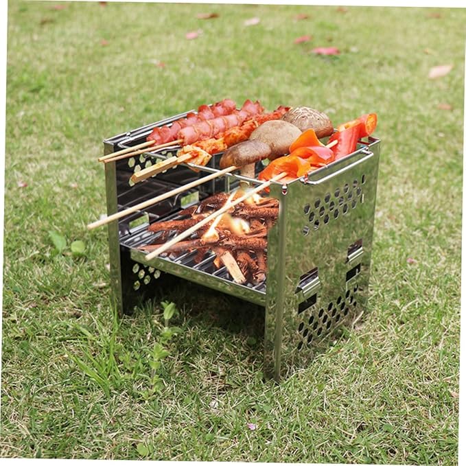 Kisangel Portable Charcoal Grill Bbq Grill for Camping Outdoor Garden Sturdy Grate Lightweight Easy Assembly