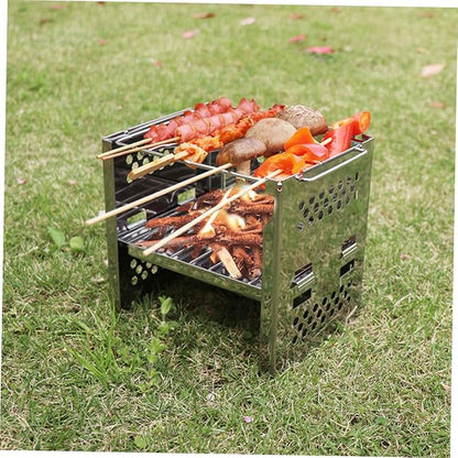 Kisangel Portable Charcoal Grill Bbq Grill for Camping Outdoor Garden Sturdy Grate Lightweight Easy Assembly
