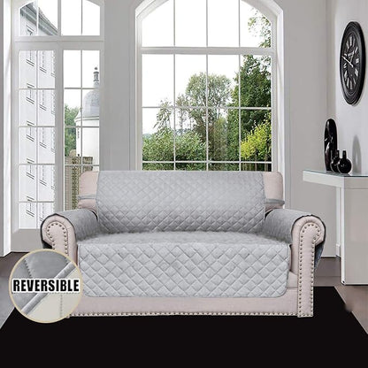 Easy-Going Reversible Couch Cover, 2 Cushion Sofa, Light Gray/Ivory | Loveseat Slipcover For Dogs, Water Resistant Furniture Mat, Living Room, Non-Slip Sofa Cover, Pet Friendly