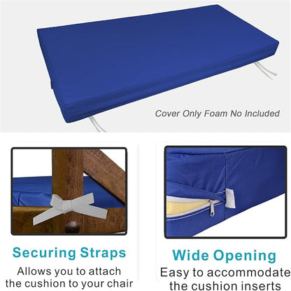 NettyPro Patio Bench Swing Loveseat Cushion Covers, Water Resistant UV Protection Outdoor Furniture Cushion Slipcovers with Zipper, Navy, 48 x 18 x 3 Inch