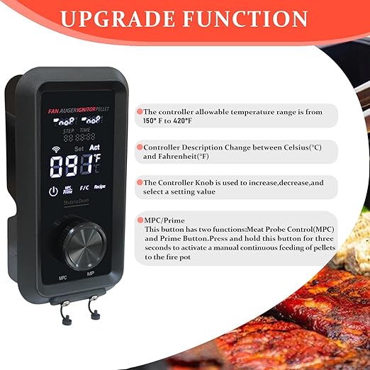 Replacement 80147 Digital PID Vertical Control Board Parts for PBV4PS2, Compatible with Pit Boss Pro Series II 4-Series Wood Pellet Vertical Smoker, Comes with WiFi and Bluetooth Function