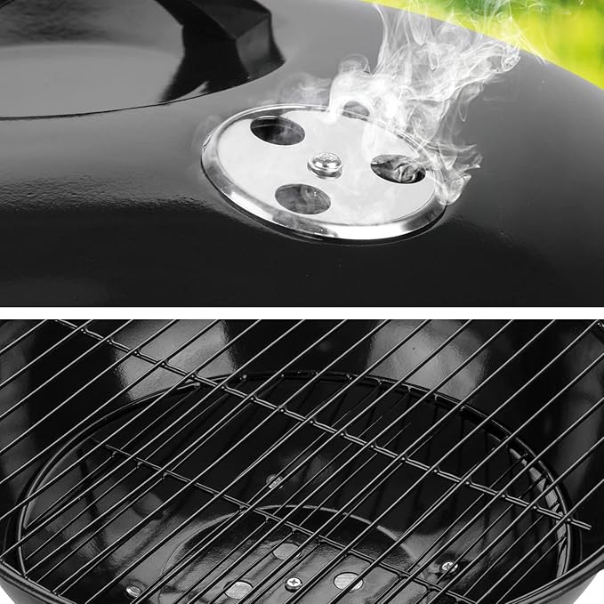 DOIT Charcoal Grills, 18.5” Portable BBQ Kettle Grill with Wheels for Outdoor Cooking Barbecue Camping-Heavy Duty Coal Grills with Thickened Grilling Bowl for Patio Backyard Park