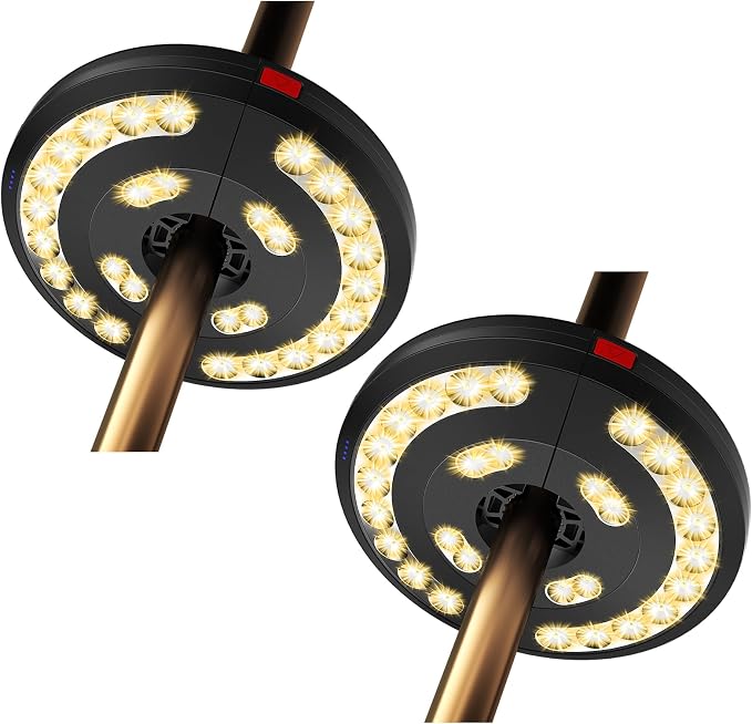 Eletorot 2packs Patio Umbrella Lights-Rechargeable Outdoor Lights for Patio | Patio Table Light 28 LED 3 Lighting Modes for 1.25-1.9inch Pole, Pool Accessories, Garden Backyard Decor