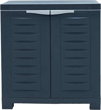 Sunnydaze 25.5" H Resin Garage Storage Cabinet - Garage Cabinet with Adjustable Shelf - Freestanding Utility Storage for Laundry Room, Office, Basement - Charcoal