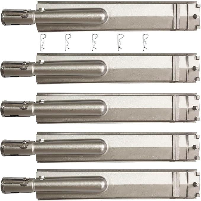 HONSIN 5 Set Heavy Duty Cast Stainless Steel Grill Burners for Bull, Premium Outdoor BBQ Gas Grill Burner Replacements for Bull, Cal Flame, Blaze, Aussie, Bakers & Chefs, Thermos Turbo CharBroil