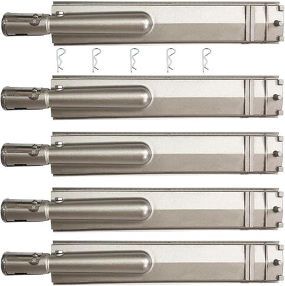 HONSIN 5 Set Heavy Duty Cast Stainless Steel Grill Burners for Bull, Premium Outdoor BBQ Gas Grill Burner Replacements for Bull, Cal Flame, Blaze, Aussie, Bakers & Chefs, Thermos Turbo CharBroil