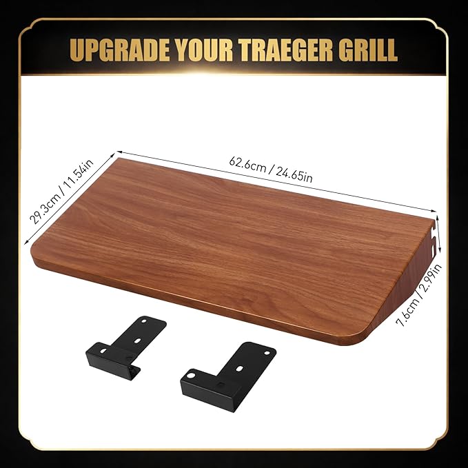 QuliMetal Foldable Front Shelf for Traeger Pro 22, Pro 575 and Ironwood 650, 24.65" Grill Front Table, BBQ Prep Shelf Accessory, Quality Steel Front Shelf
