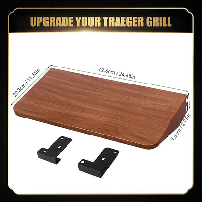 QuliMetal Foldable Front Shelf for Traeger Pro 22, Pro 575 and Ironwood 650, 24.65" Grill Front Table, BBQ Prep Shelf Accessory, Quality Steel Front Shelf