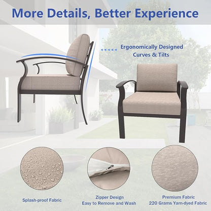 ALAULM Aluminum Patio Furniture Set with 2 Swivel Chairs 9-seat Metal Outdoor Furniture Patio Sectional Sofas Patio Conversation Set w/2 Ottomans for Patio, Backyard, Poolside-Sand
