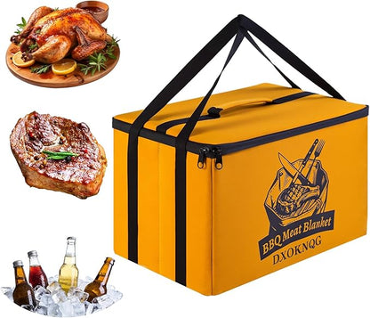 BBQ Insulated Food Bag - 5-Layer Thermal Cooler/Warmer for Grilling, Picnics | Collapsible, Waterproof, Large Capacity (Fits Roasts, Burgers & More)