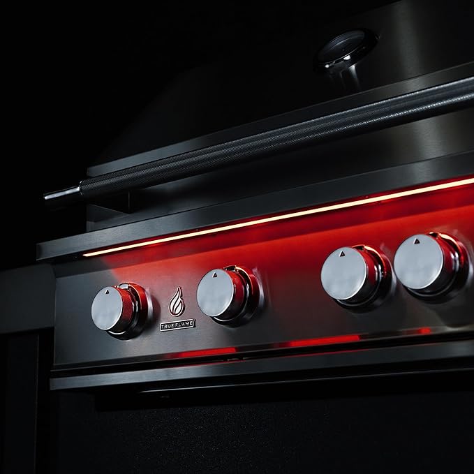 40-Inch 5 Burner Natural Gas Grill, 14,000 BTU Output, Stainless Steel Built-In Outdoor Grill with Rear Infrared Burner and Grill Lights