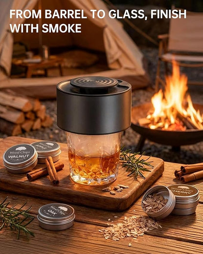 Electric Whiskey Smoker Kit, Rechargeable Bourbon Smoker Kit with 6 Flavors of Natural Wood Chips, Drink Smoker Infuser Kit Cocktail Idea Christmas Birthday Gifts for Men Husband Dad Him