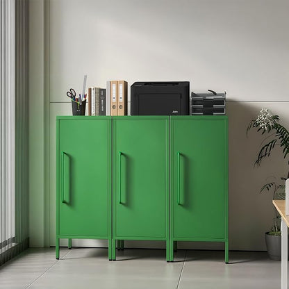 Metal Storage Cabinet 39.5” Decorative Storage Cabinet with Door & 2 Adjustable Shelves for Home Office Garage Kitchen (Green)