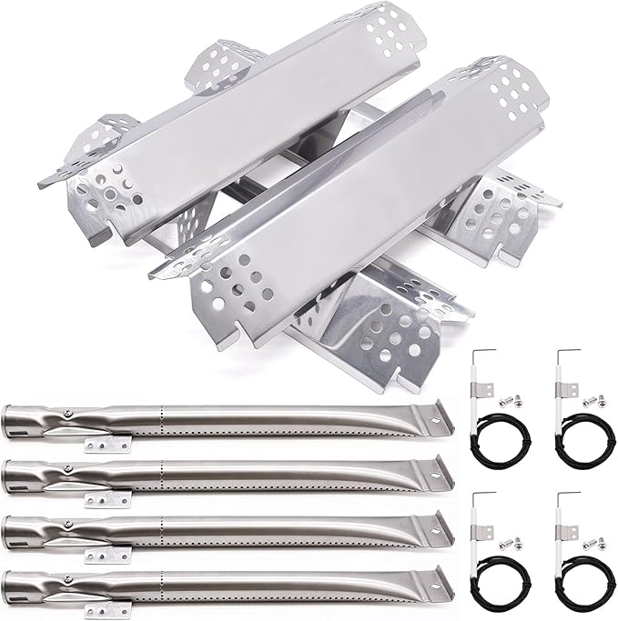 Grill Replacement Parts for Nexgrill 720-0830H, Nexgrill 720-0888, 720-0888N, Grill Burner Tubes, Heat Shield Tent Plates and Grill Igniters Kit Replacement for Home Depot Nexgrill 4 Burner 720-0830H