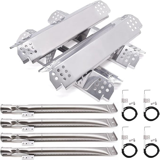 Grill Replacement Parts for Nexgrill 720-0830H, Nexgrill 720-0888, 720-0888N, Grill Burner Tubes, Heat Shield Tent Plates and Grill Igniters Kit Replacement for Home Depot Nexgrill 4 Burner 720-0830H