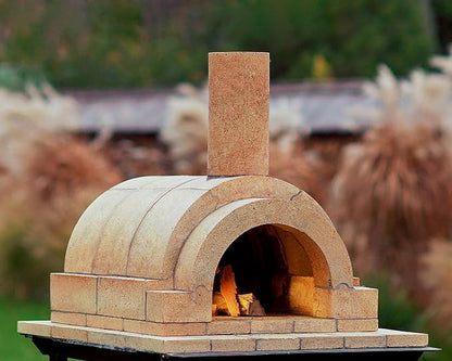 BRAVO Wood Burning Fire Brick Pizza Oven for Outdoor Cooking - FULLY DIY KIT - Includes Firebrick Set, Refractory Glue, Trowel, Gloves, Cover, Steel Gate, Assembly Instructions (3 hours)